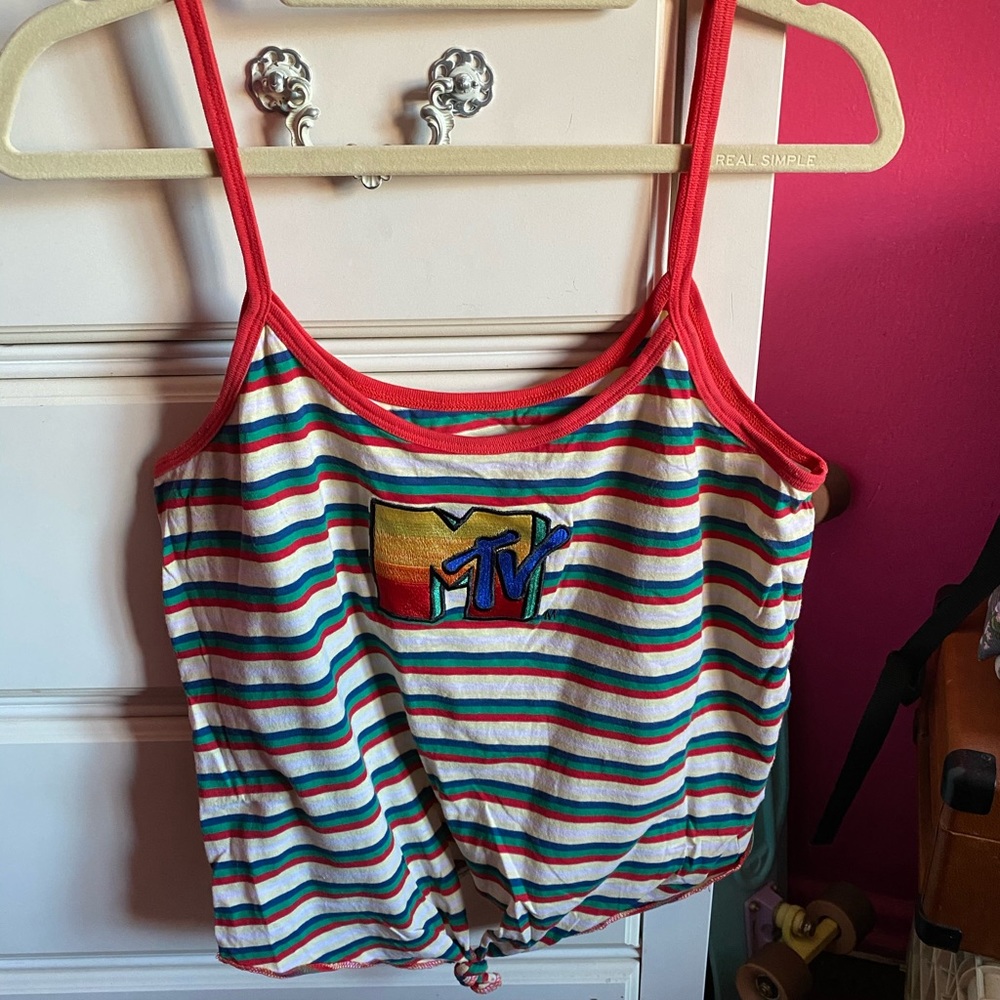 MTV Stripes Tie Tank Size XL